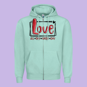 Love All Day Every Day Hearts Zipper Hoodie Designed By Maliassmallbusiness