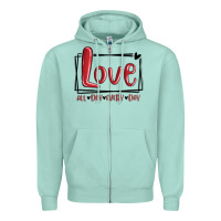 Seafoam love all day every day hearts Zipper Hoodie - MaliasSmallBusiness
