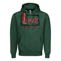 Sports Green love all day every day hearts Zipper Hoodie - MaliasSmallBusiness