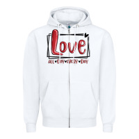 White love all day every day hearts Zipper Hoodie - MaliasSmallBusiness