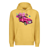 Antique Gold truck with hearts Premium Hoodie - AdoDesignShop