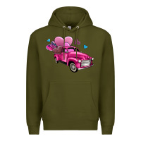 Army Green truck with hearts Premium Hoodie - AdoDesignShop