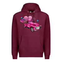Burgundy truck with hearts Premium Hoodie - AdoDesignShop