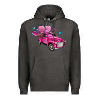 Charcoal Heather truck with hearts Premium Hoodie - AdoDesignShop