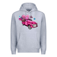 Heather Grey truck with hearts Premium Hoodie - AdoDesignShop