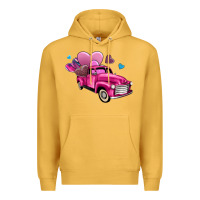 Mustard truck with hearts Premium Hoodie - AdoDesignShop