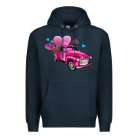 Navy truck with hearts Premium Hoodie - AdoDesignShop