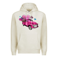 Oatmeal Heather truck with hearts Premium Hoodie - AdoDesignShop