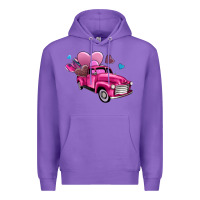 Purple truck with hearts Premium Hoodie - AdoDesignShop