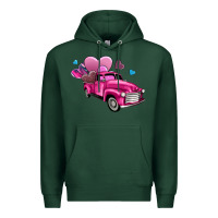 Sports Green truck with hearts Premium Hoodie - AdoDesignShop