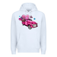 White truck with hearts Premium Hoodie - AdoDesignShop