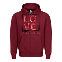 Burgundy love all day every day Zipper Hoodie - MaliasSmallBusiness