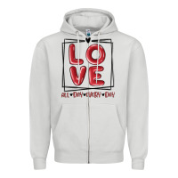 Dove Grey love all day every day Zipper Hoodie - MaliasSmallBusiness