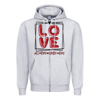 Heather Grey love all day every day Zipper Hoodie - MaliasSmallBusiness