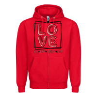Red love all day every day Zipper Hoodie - MaliasSmallBusiness