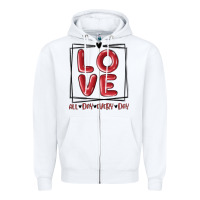 White love all day every day Zipper Hoodie - MaliasSmallBusiness