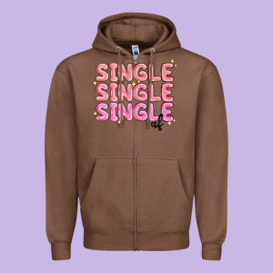 Single Single Single Af Zipper Hoodie Designed By Maliassmallbusiness