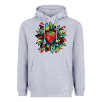 Heather Grey berry sunflower Heavyweight Hoodie - texasbilliewilder