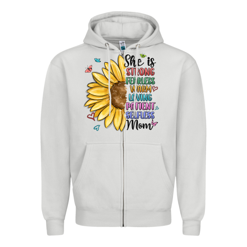 She Is Strong Fearless Warm Loving Mom Zipper Hoodie by MaliasSmallBusiness | Teevron