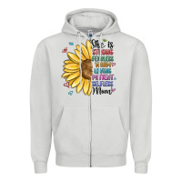 Dove Grey she is strong fearless warm loving mom Zipper Hoodie - MaliasSmallBusiness