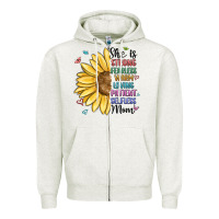 Oatmeal Heather she is strong fearless warm loving mom Zipper Hoodie - MaliasSmallBusiness