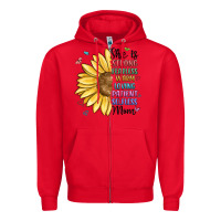 Red she is strong fearless warm loving mom Zipper Hoodie - MaliasSmallBusiness
