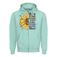 Seafoam she is strong fearless warm loving mom Zipper Hoodie - MaliasSmallBusiness