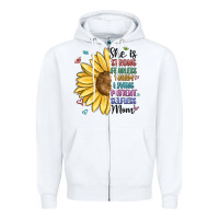 White she is strong fearless warm loving mom Zipper Hoodie - MaliasSmallBusiness