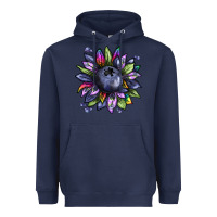 Navy blueberry sunflower Heavyweight Hoodie - texasbilliewilder