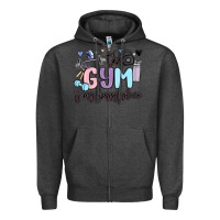 Charcoal Heather the gym is my happy place Zipper Hoodie - MaliasSmallBusiness