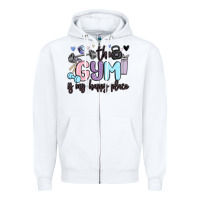 White the gym is my happy place Zipper Hoodie - MaliasSmallBusiness