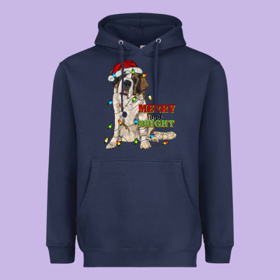 Merry And Bright Saint Bernard Heavyweight Hoodie Designed By Ranaportraitstore
