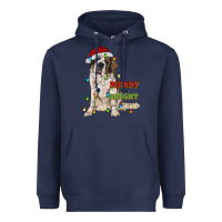 Navy merry and bright saint bernard Heavyweight Hoodie - RanaPortraitStore