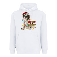 White merry and bright saint bernard Heavyweight Hoodie - RanaPortraitStore