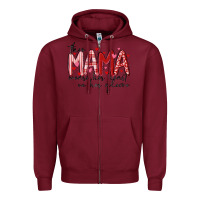 Burgundy this mama wears her heart on her gleeve Zipper Hoodie - MaliasSmallBusiness