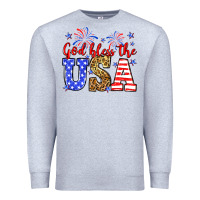 Heather Grey God bless the USA Premium Sweatshirt - Neo Western