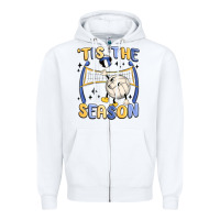 White tis the season volleyball Zipper Hoodie - MaliasSmallBusiness