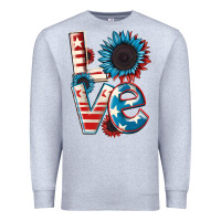 Heather Grey Love 4th of July Premium Sweatshirt - CowGirlArtShop