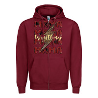 Burgundy wrestling mama Zipper Hoodie - MaliasSmallBusiness