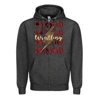 Charcoal Heather wrestling mama Zipper Hoodie - MaliasSmallBusiness