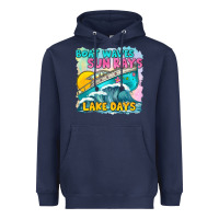 Navy boat waves sun rays lake days Heavyweight Hoodie - texasbilliewilder
