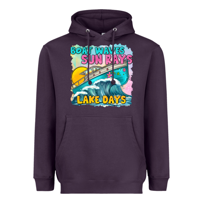 Boat Waves Sun Rays Lake Days Heavyweight Hoodie by texasbilliewilder | Teevron