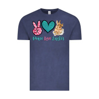 Vintage Denim peace love easter with bunny and butterfly Vintage Tee - Artiststas