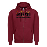 Burgundy dslexia awareness month Zipper Hoodie - MaliasSmallBusiness