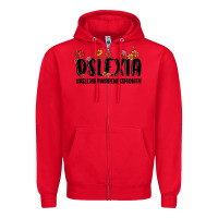 Red dslexia awareness month Zipper Hoodie - MaliasSmallBusiness