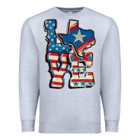 Heather Grey Love Texas  4th of july Premium Sweatshirt - CowGirlArtShop