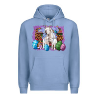 Colony Blue goat family eggs flowers leopard serape glitter Premium Hoodie - Artiststas