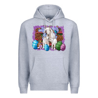 Heather Grey goat family eggs flowers leopard serape glitter Premium Hoodie - Artiststas