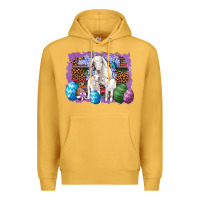 Mustard goat family eggs flowers leopard serape glitter Premium Hoodie - Artiststas