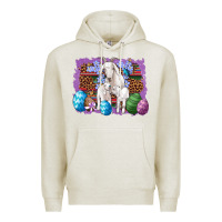 Oatmeal Heather goat family eggs flowers leopard serape glitter Premium Hoodie - Artiststas